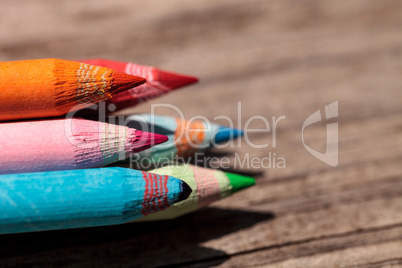 macro of colored pencils