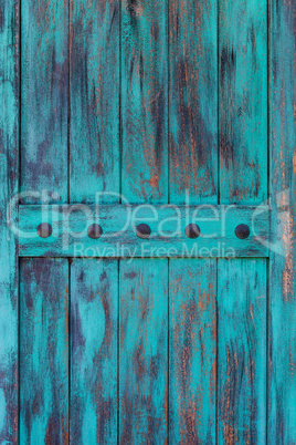 Rustic antique aqua blue wood door