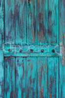 Rustic antique aqua blue wood door