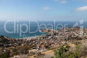 Coastline of Laguna Beach from an aerial view that shows Emerald