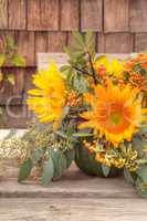 Flower bouquet in a gourd