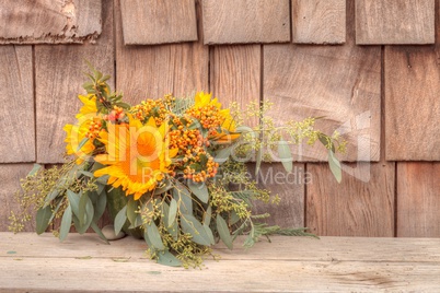 Flower bouquet in a gourd