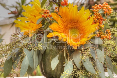 Flower bouquet in a gourd