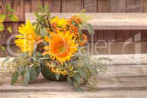 Flower bouquet in a gourd