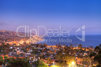 Blue sky over the coastline of Laguna Beach