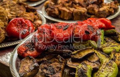 Grilled vegetables with meat