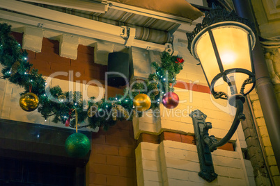 Christmas house outdoor decorations and lantern