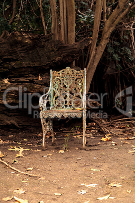 Rusty white Victorian iron chair