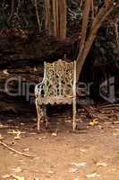 Rusty white Victorian iron chair