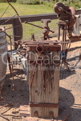 Old fashioned iron blacksmith tools