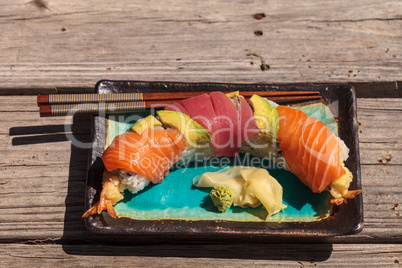 Dragon roll sushi with salmon