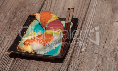 Dragon roll sushi with salmon