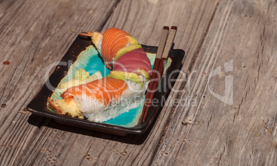 Dragon roll sushi with salmon