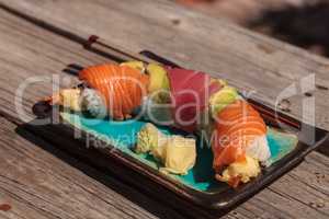 Dragon roll sushi with salmon