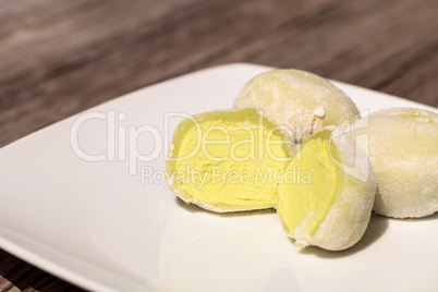 Green tea mochi ice cream bonbon