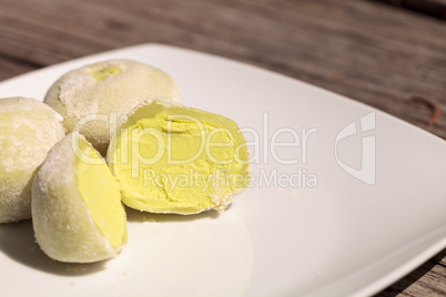 Green tea mochi ice cream bonbon