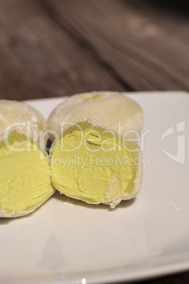 Green tea mochi ice cream bonbon