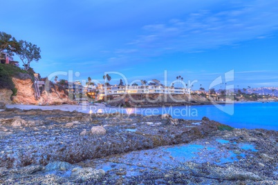 Sunset over the rocks at Shaws Cove