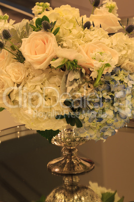 Wedding bouquet in a silver vase