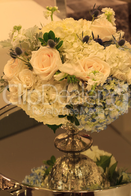 Wedding bouquet in a silver vase