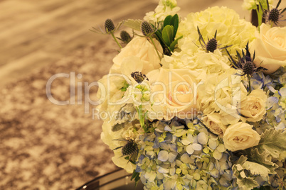 Wedding bouquet in a silver vase