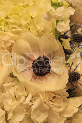 Wedding bouquet in a silver vase