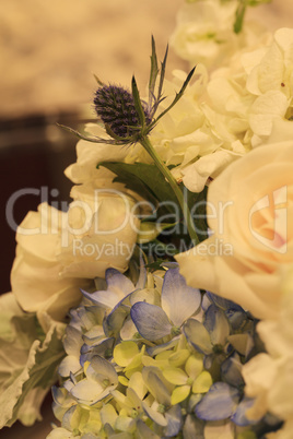 Wedding bouquet in a silver vase