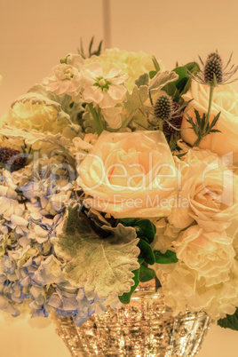 Wedding bouquet in a silver vase