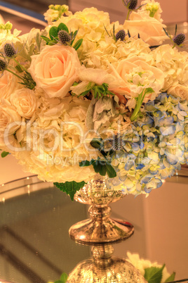 Wedding bouquet in a silver vase