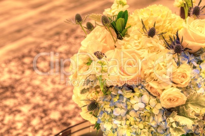 Wedding bouquet in a silver vase