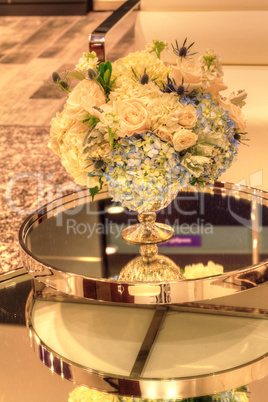 Wedding bouquet in a silver vase