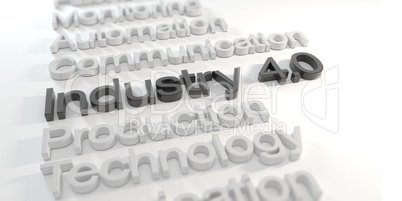 3d render - industry 4.0 words in black