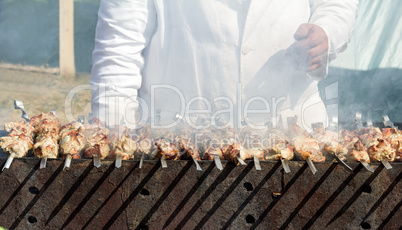 Kebab on skewers on the grill