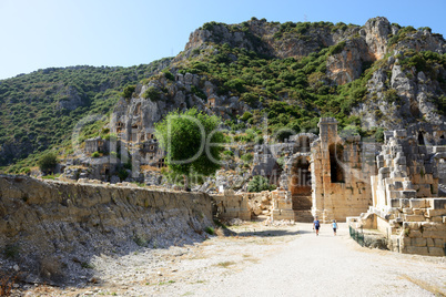 The rock-cut tombs in Myra, Antalya, Turkey