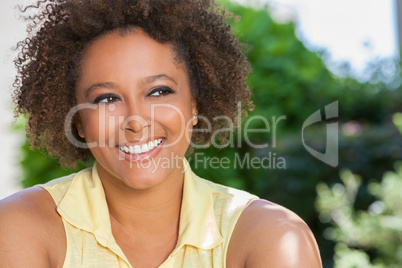 Happy African American Woman Smiling Outside