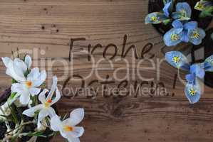Crocus And Hyacinth, Frohe Ostern Means Happy Easter