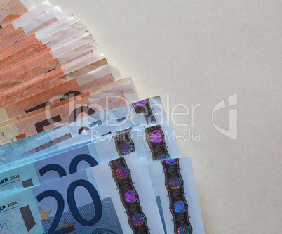 Euro (EUR) notes, European Union (EU) with copy space