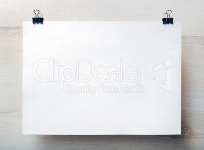 Blank white paper poster