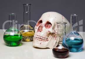 Photo of human's scull in laboratory