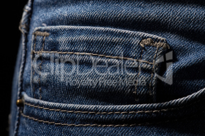 Texture of blue jeans pocket