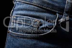 Photo of blue jeans pocket