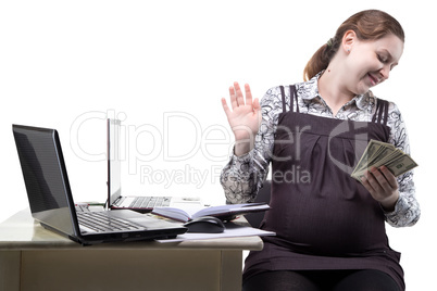 Pregnant woman with money