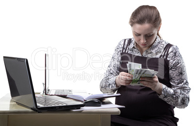 Pregnant woman with euro currency