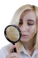 woman with magnifier glass
