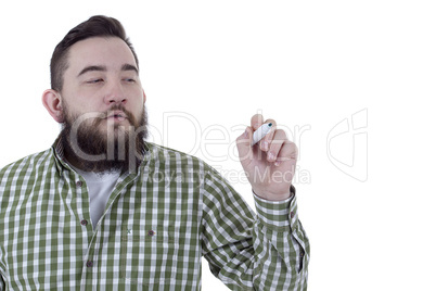 Bearded man in a plaid shirt