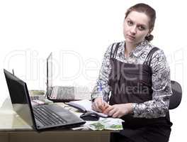 Working pregnant woman and money