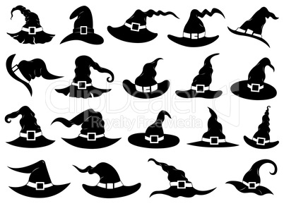 Set of different witch hats