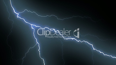 Set of Beautiful Lightning Strikes on Black Background. Electrical Storm. 17 Videos of Blue Realistic Thunderbolts in Loop Animation in 4k 3840x2160.