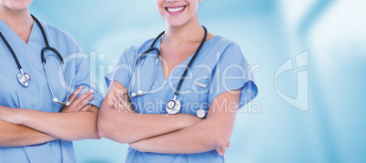 Composite image of portrait of beautiful female doctors