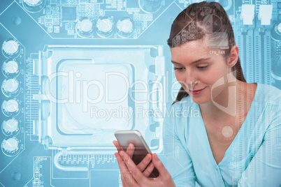 Composite image of nurse using mobile phone